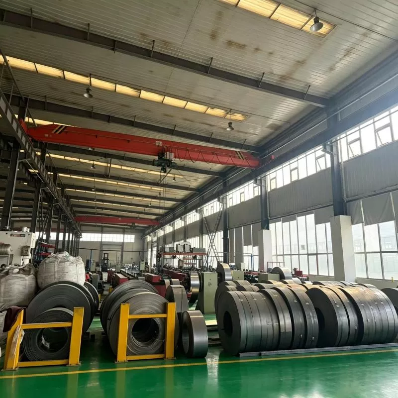 Realistic view of steel strip stacking workshop